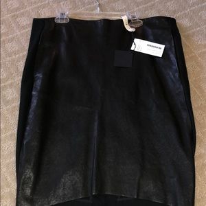 NWT  leather and wool skirt